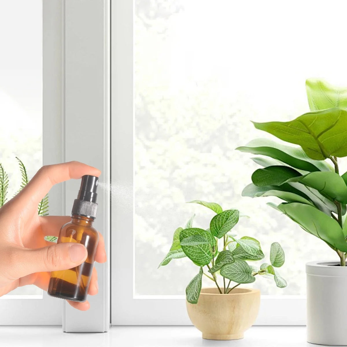 1oz Amber Glass Spray Bottles for Essential Oils, Small Empty Spray Bottle, Fine Mist Spray (12 Pack)