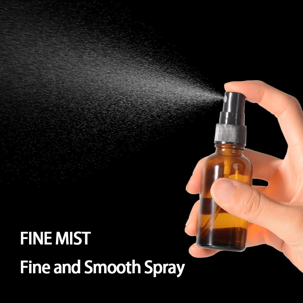 1oz Amber Glass Spray Bottles for Essential Oils, Small Empty Spray Bottle, Fine Mist Spray (12 Pack)