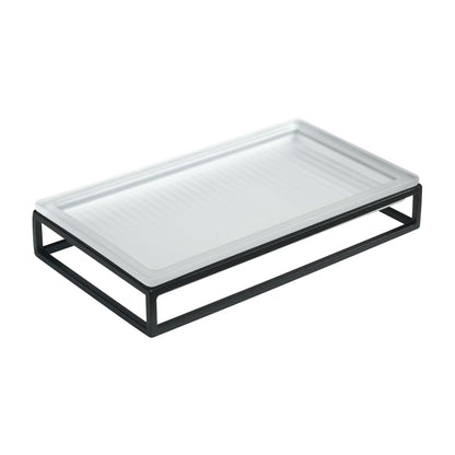 Ribbed Glass and Metal Tray