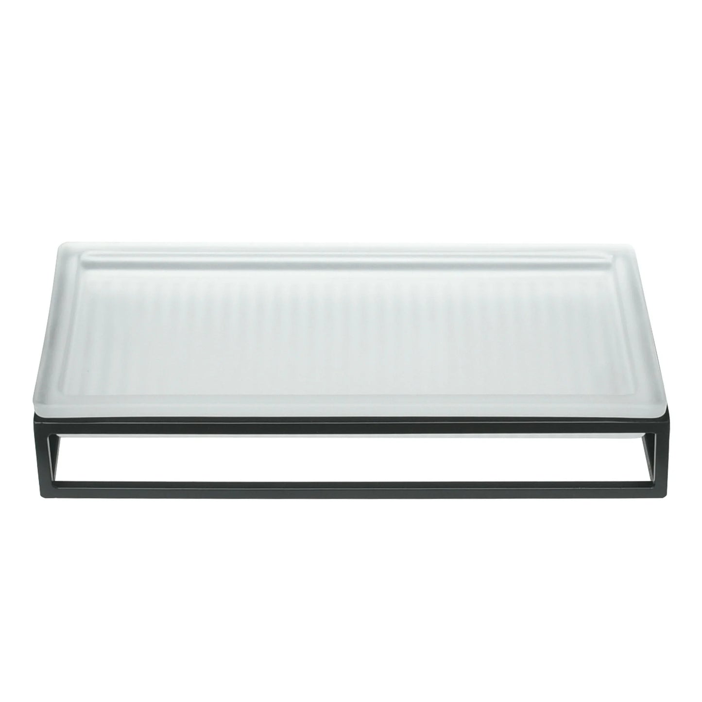 Ribbed Glass and Metal Tray