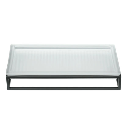 Ribbed Glass and Metal Tray