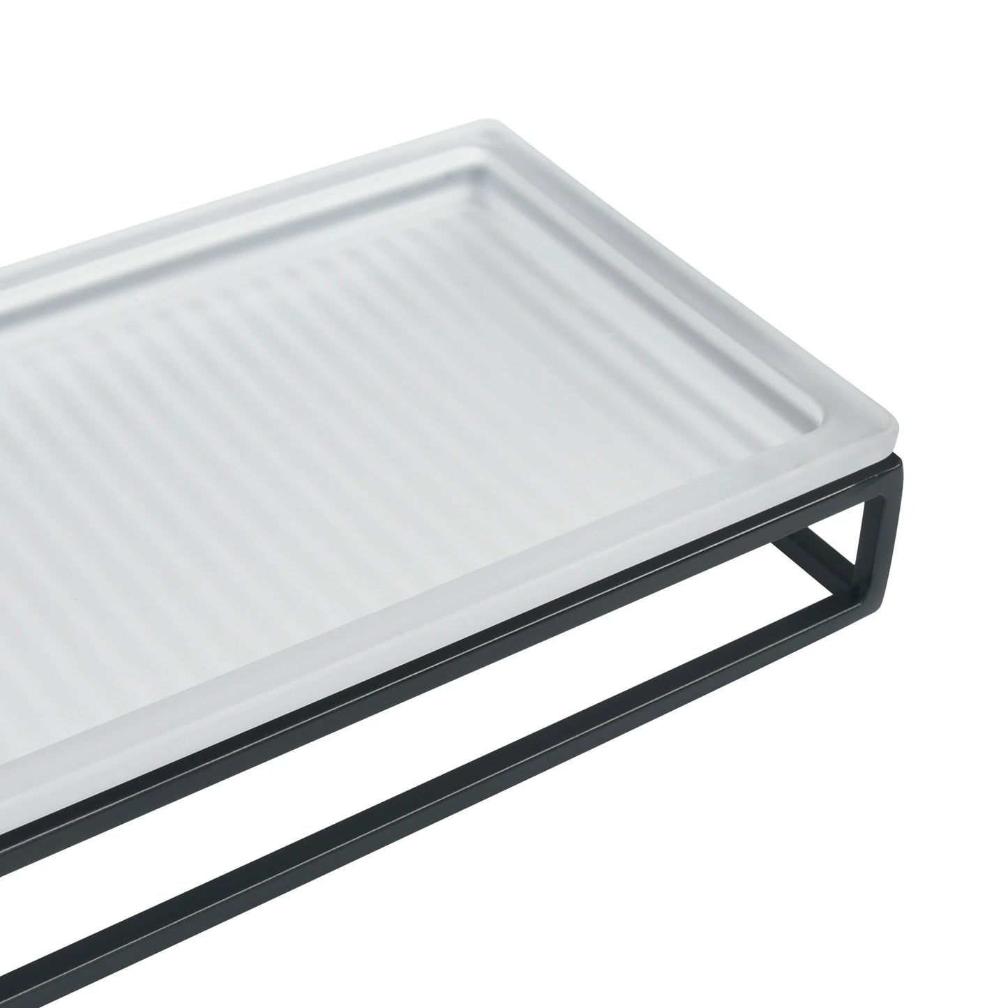 Ribbed Glass and Metal Tray