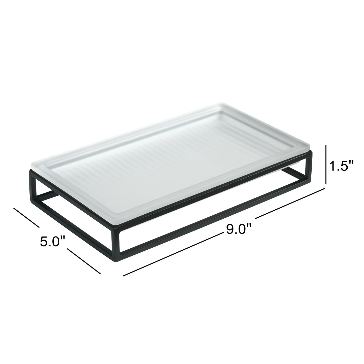 Ribbed Glass and Metal Tray
