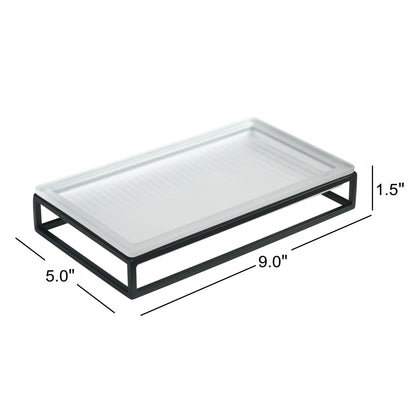 Ribbed Glass and Metal Tray