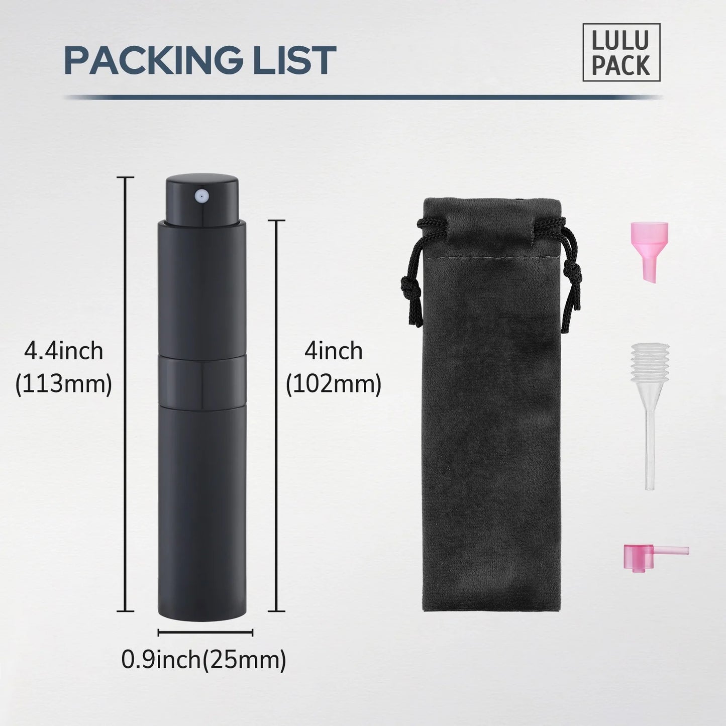 LULU pack Refillable Travel Perfume Spray Bottles