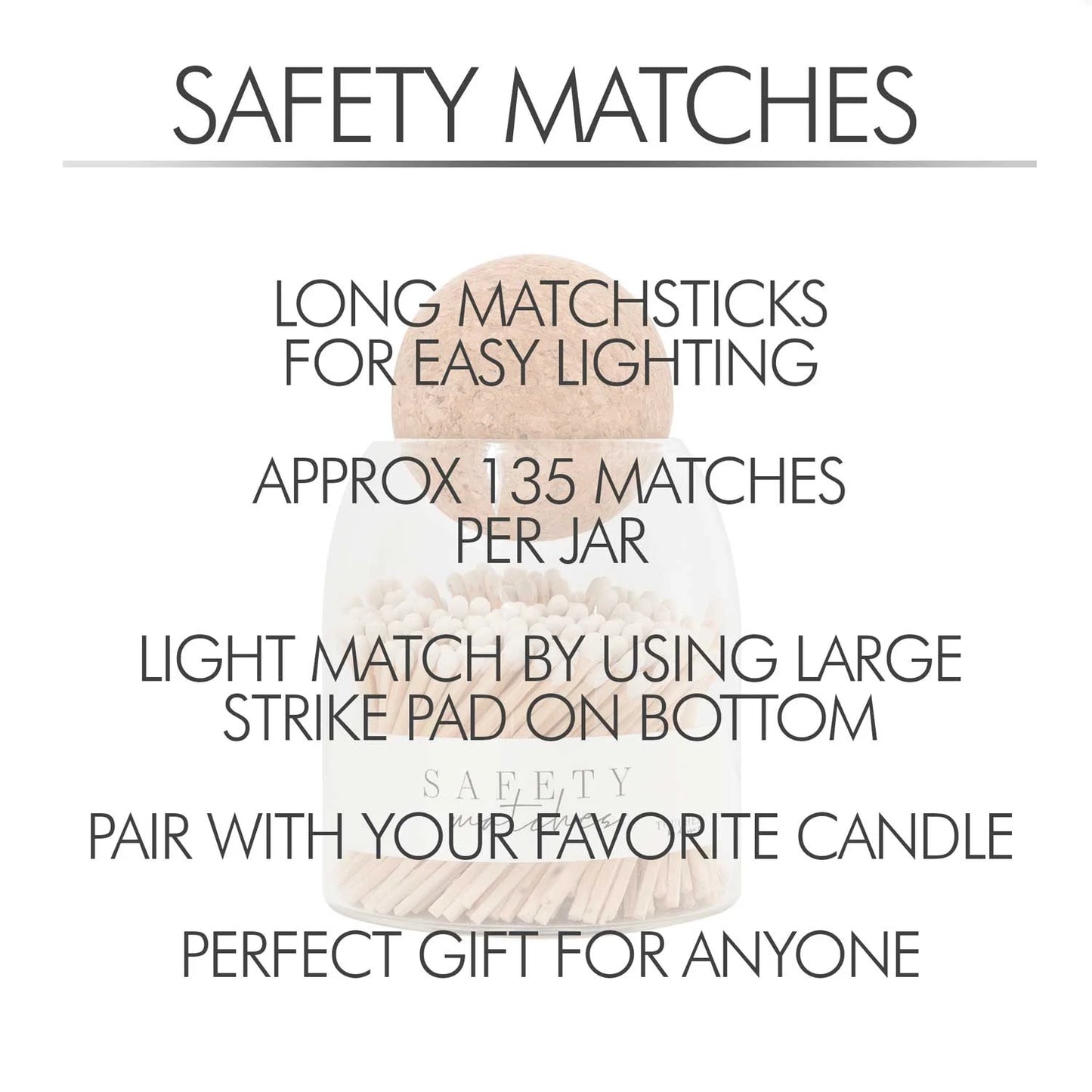 Glass Match Jar with White Tip Matches