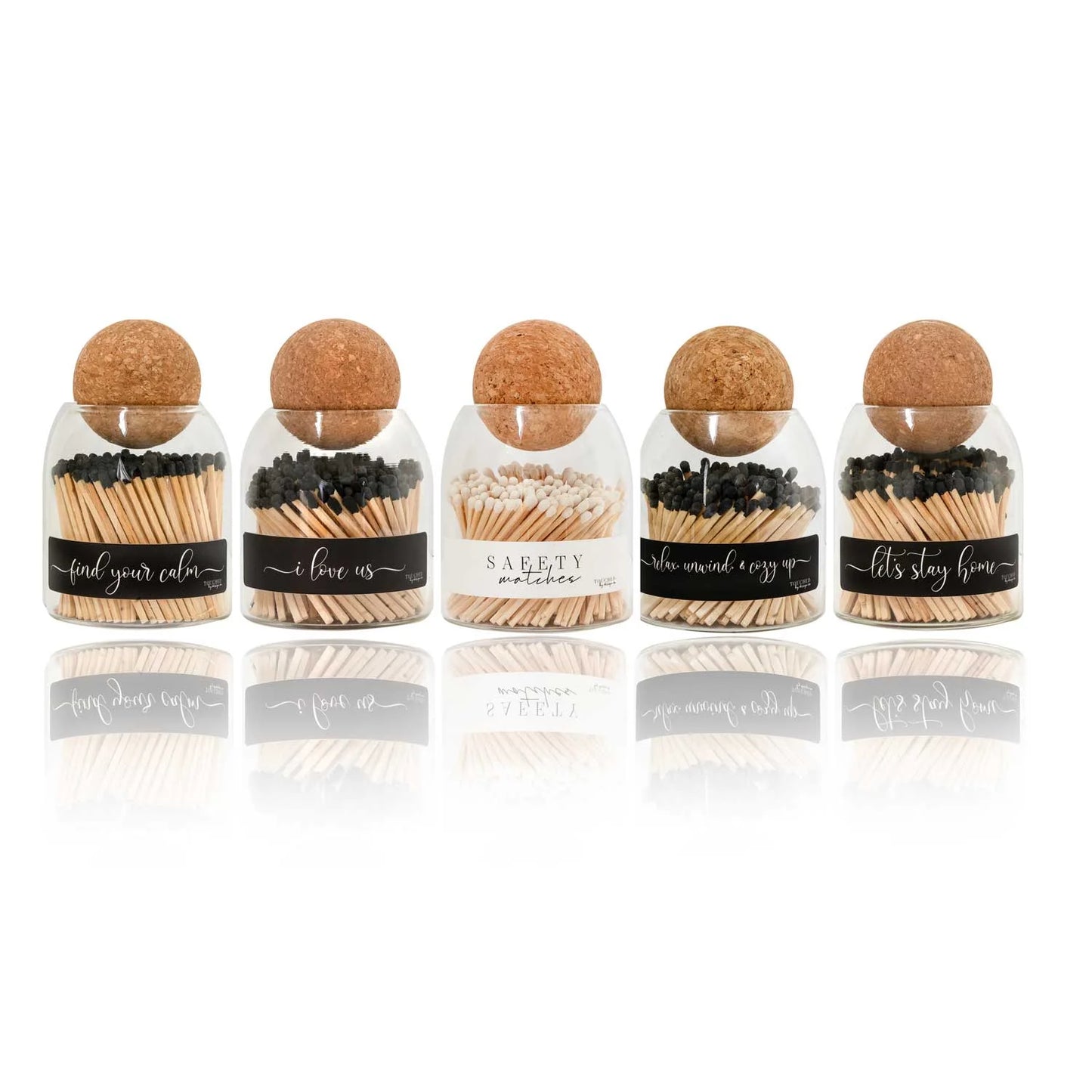 Glass Match Jar with White Tip Matches