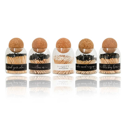 Glass Match Jar with White Tip Matches