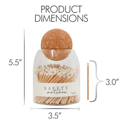 Glass Match Jar with White Tip Matches